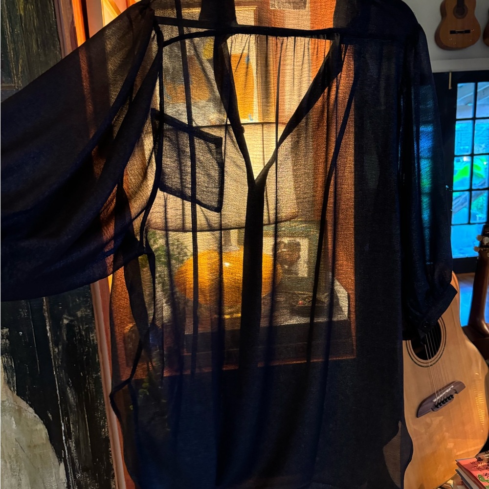 Sheer black sparkly dress/shirt